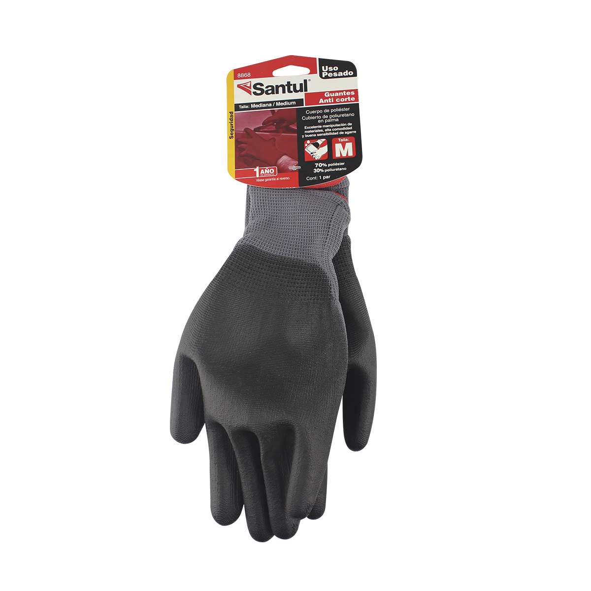Guantes De  Nylon, Talla Med, Recubrimiento En Poliuretano image number null