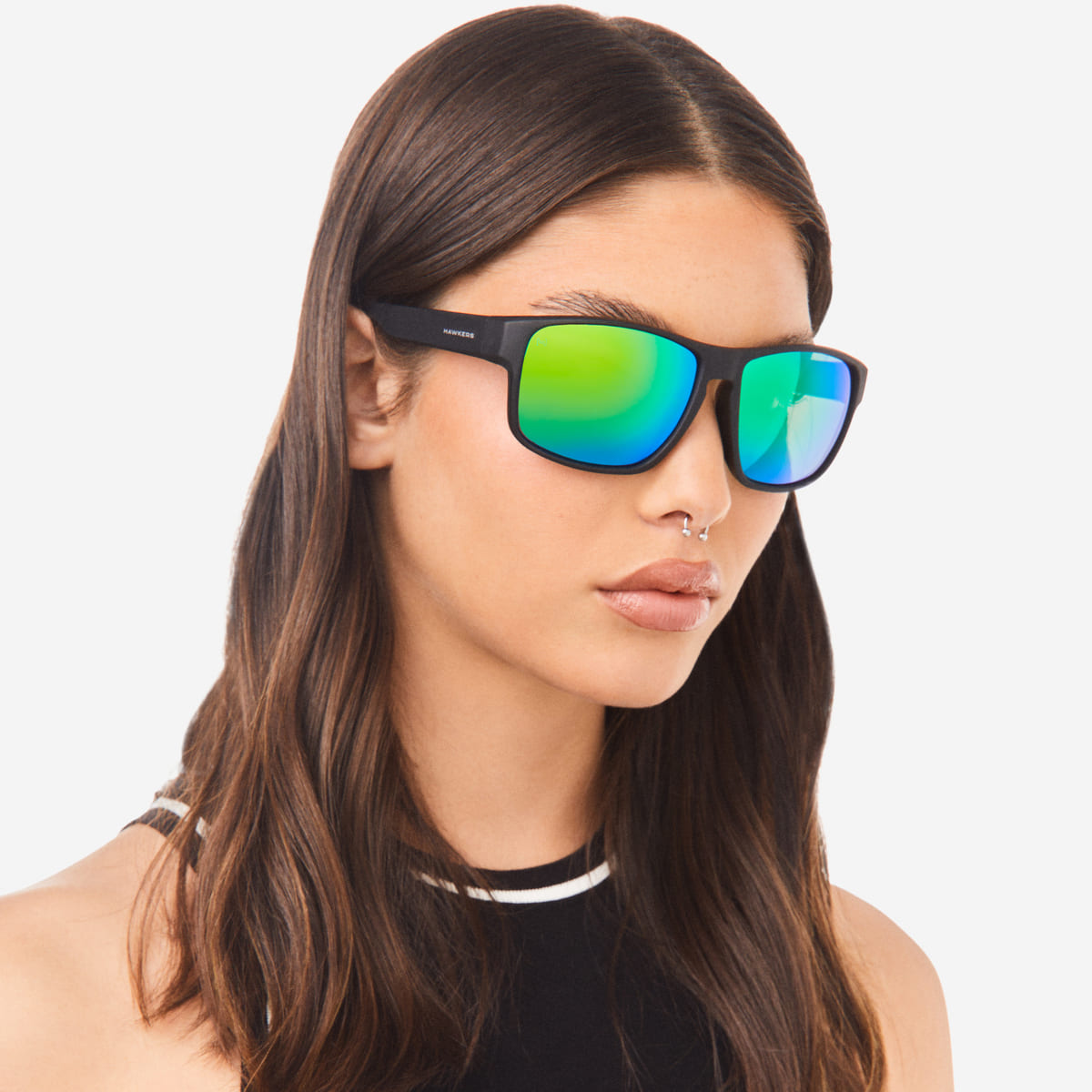 Lentes de Sol Hawkers Faster Raw Black Emerald Unisex image number null