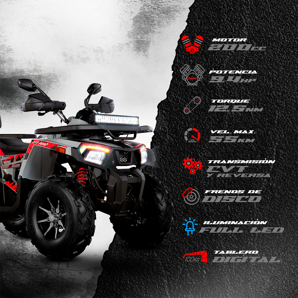 CUATRIMOTO MB GLOCK 200CC GT LINE ROJO 2027 image number null