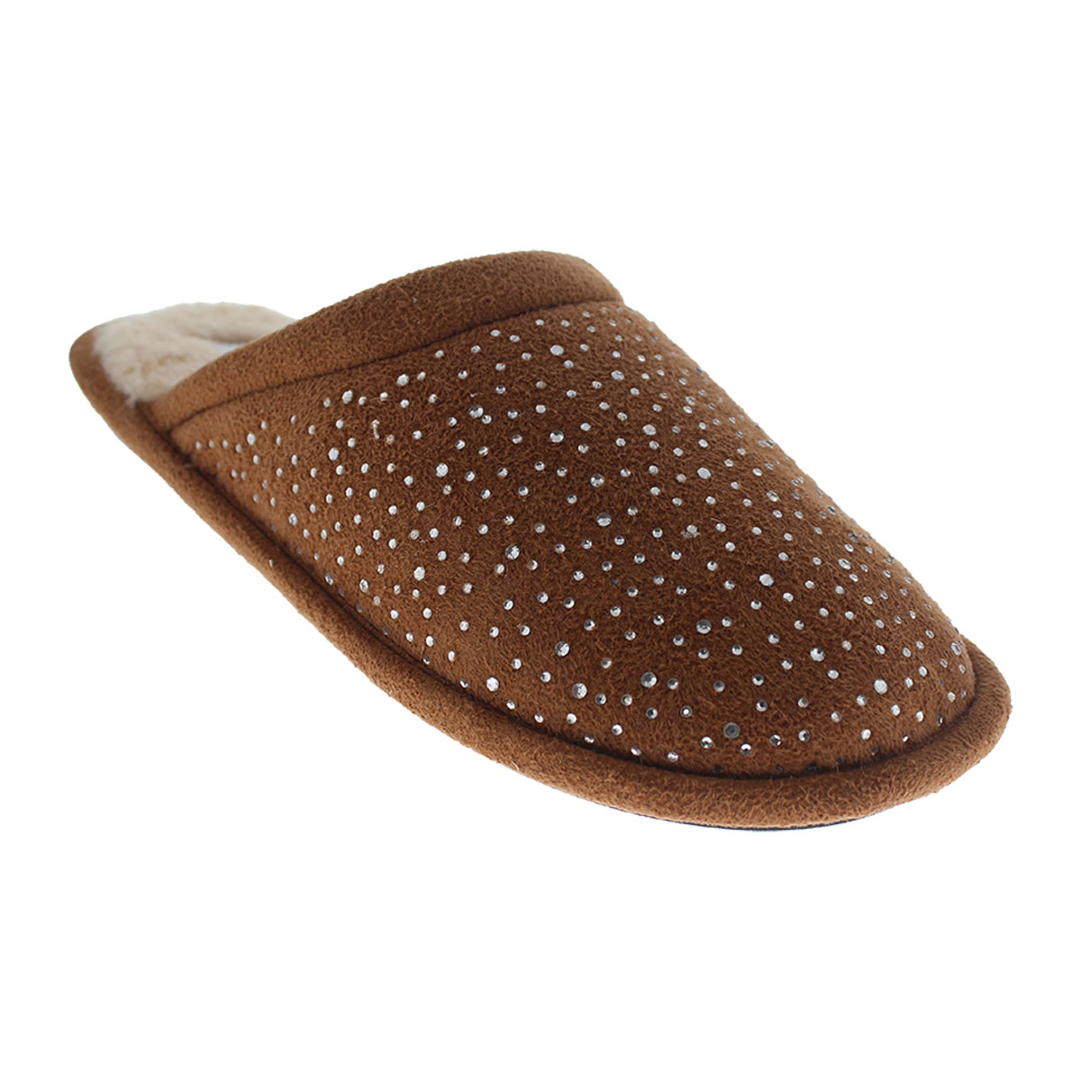 Pantufla con Brillos Comfort Fit Caf&eacute; para Mujer image number null