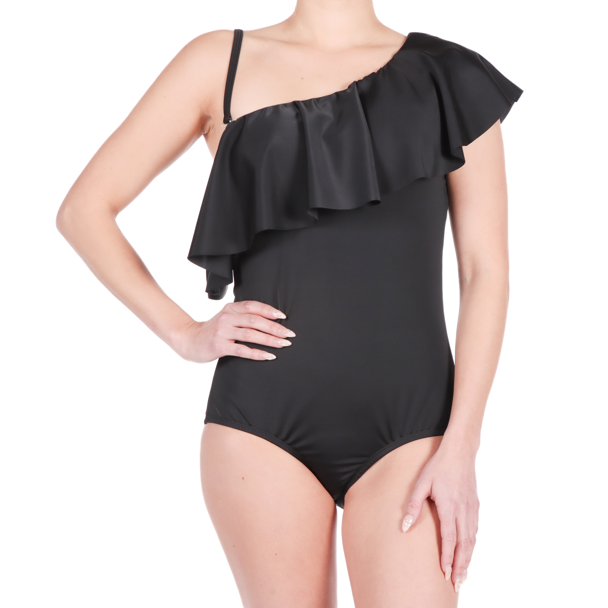 Traje de Ba&ntilde;o Entero Asim&eacute;trico con Volante Okidow Mujer image number null