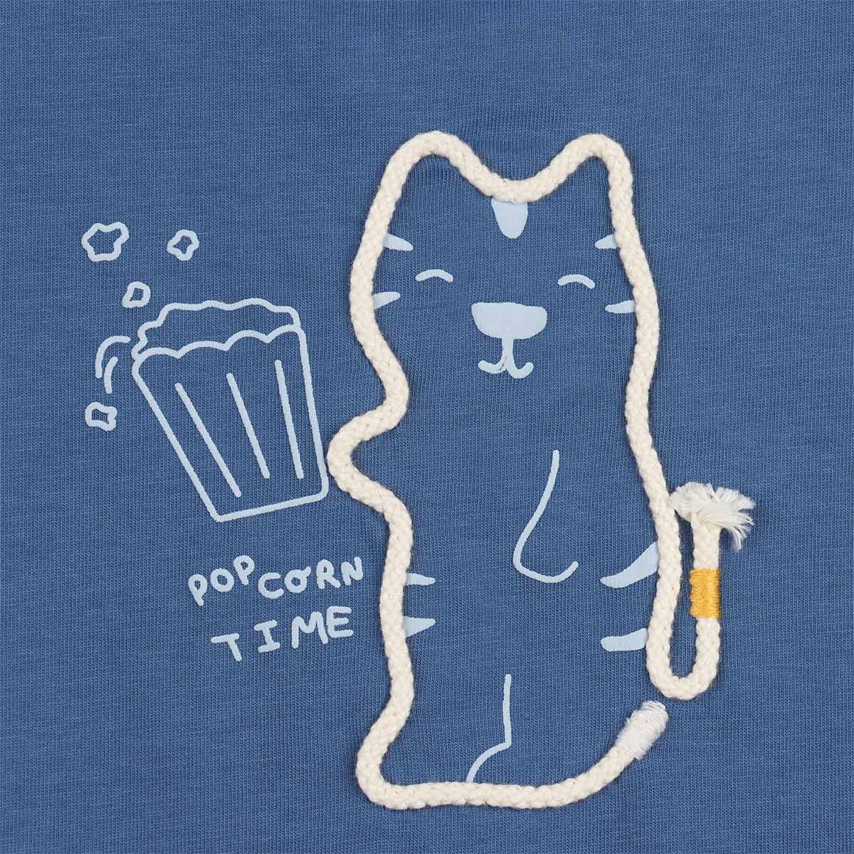 Romper Bordado Gato Popcorn Time Algod&oacute;n Carosello Beb&eacute; Ni&ntilde;o image number null