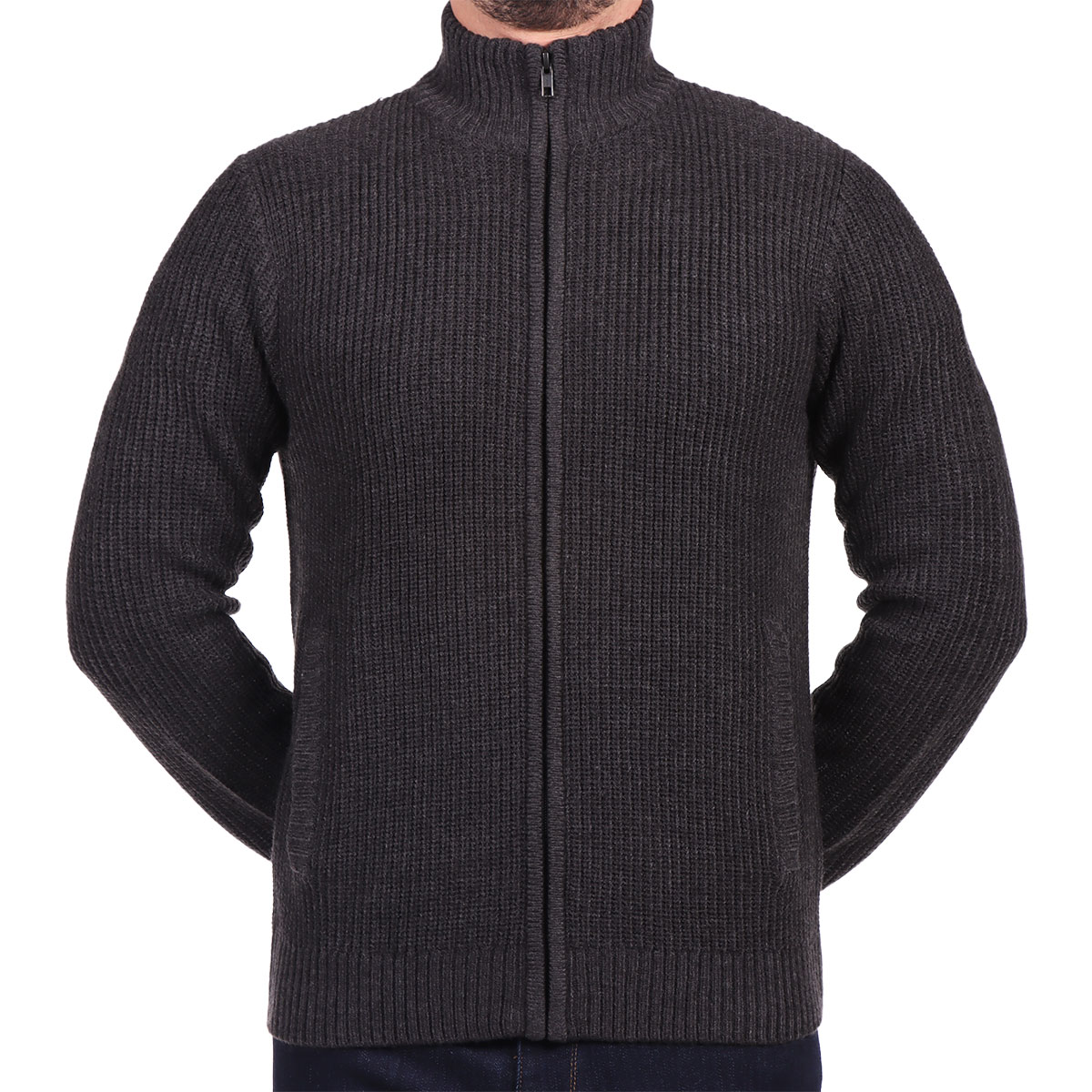 Su&eacute;ter Tejido Acanalado Cuello Alto Cierre OVS para Hombre image number null