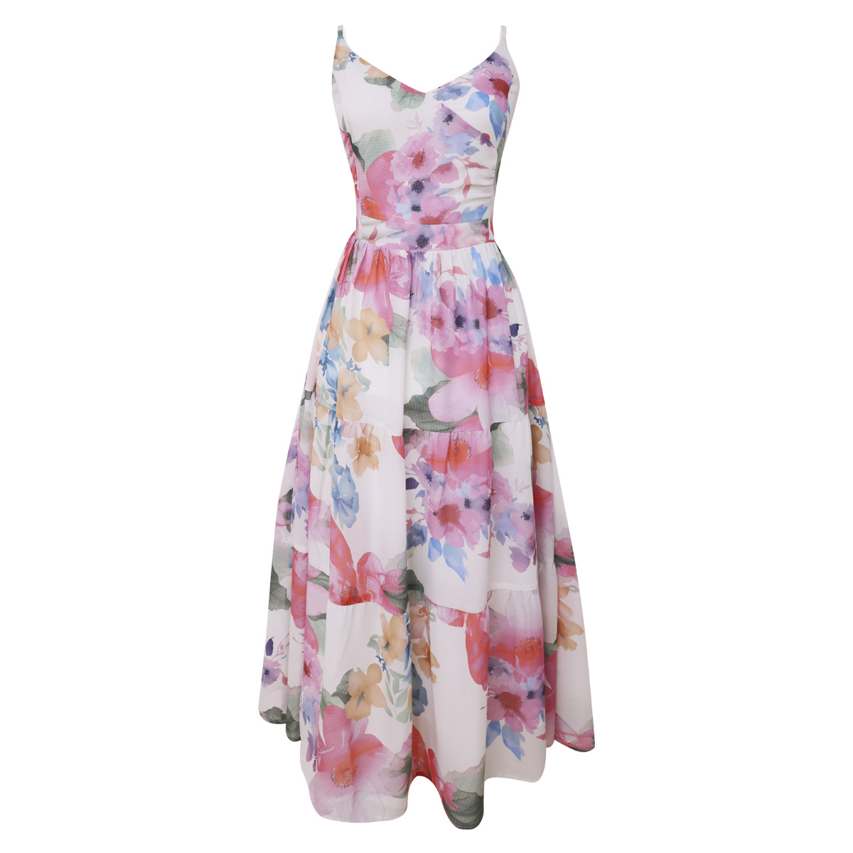 Vestido Maxi Floral de Tirantes con Vuelo para Mujer Elle image number null