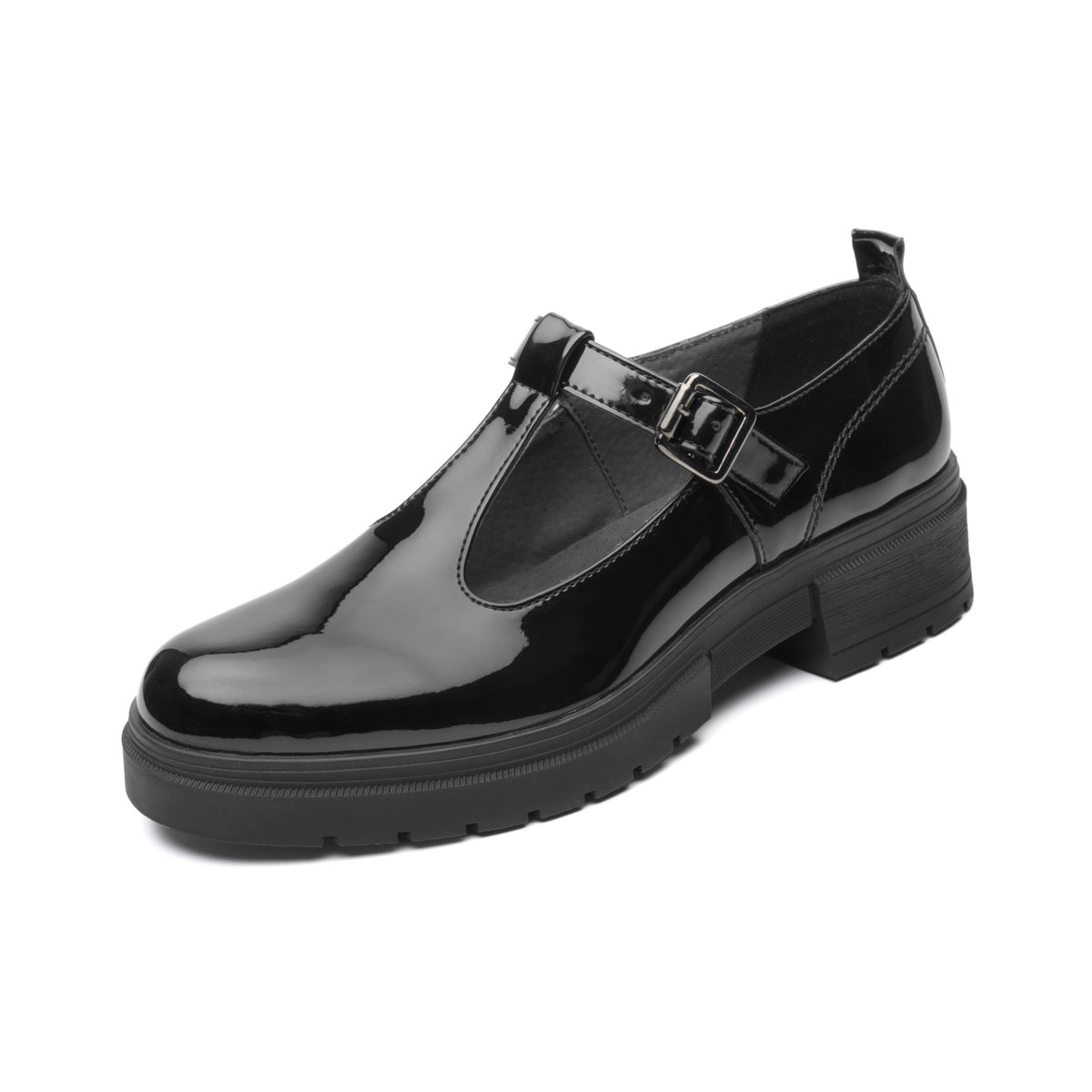 Zapato Escolar en Charol Antica Flexi Suela Gruesa Ajuste Hebilla para Ni&ntilde;a image number null