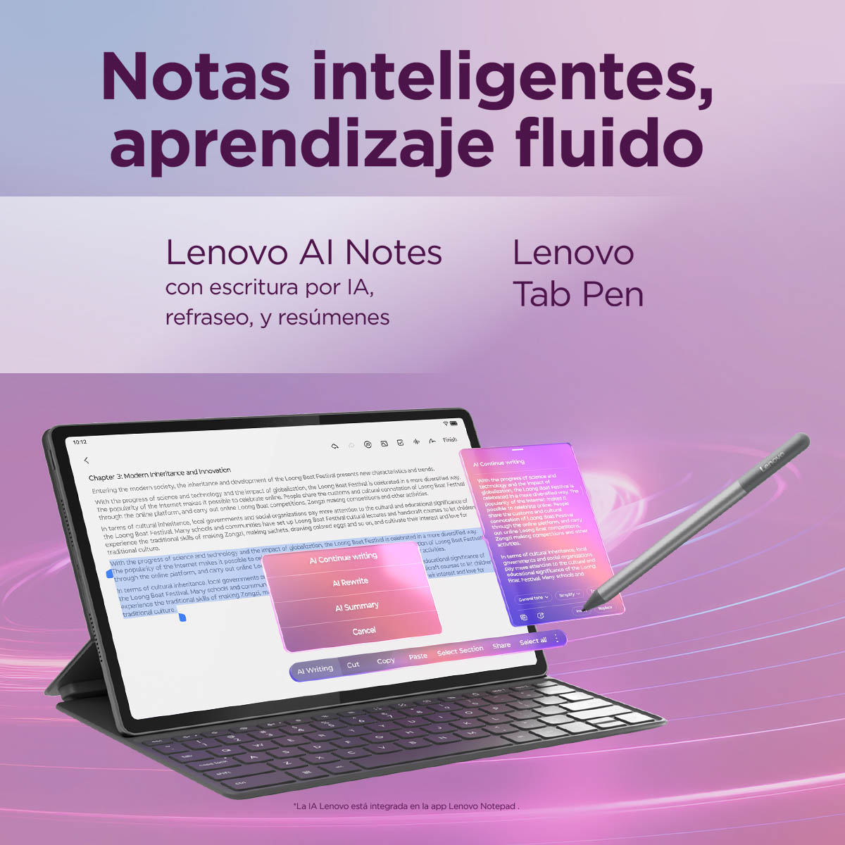 Tablet Lenovo Idea Tab Plus Rosa 12.1" 2.5K, 8GB RAM 256GB UFS+Tab Pen Plus + Teclado Folio image number null