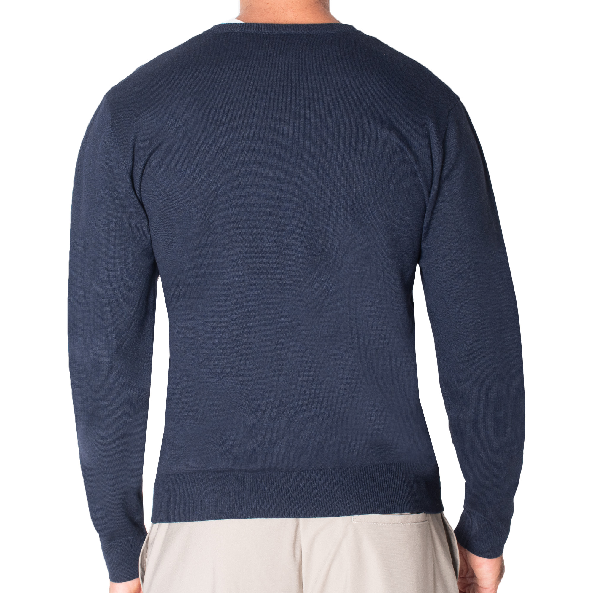 Su&eacute;ter Ligero Cuello V Azul Marino para Hombre image number null