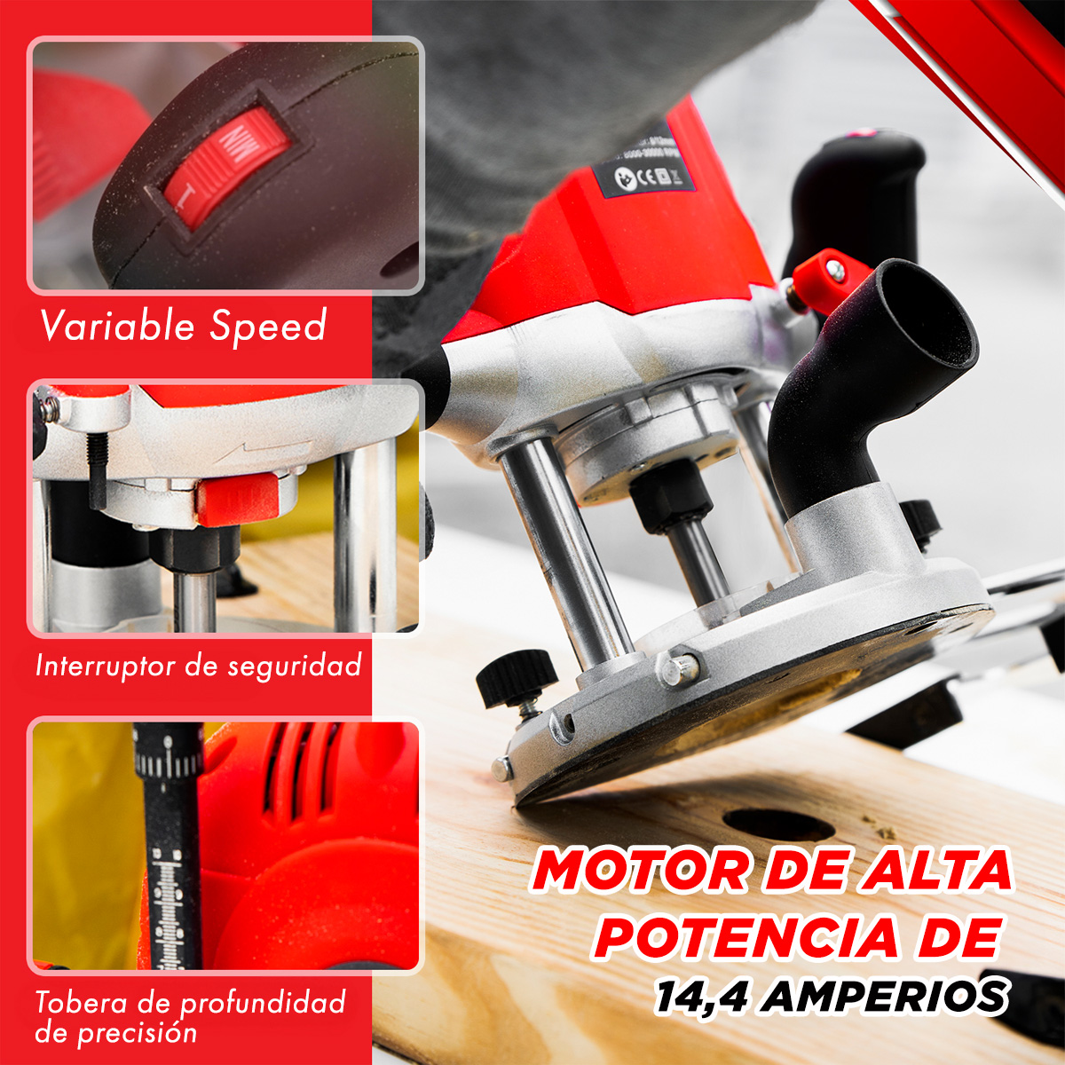 Rebajadora 2.7 HP Router 1600W Promaker image number null