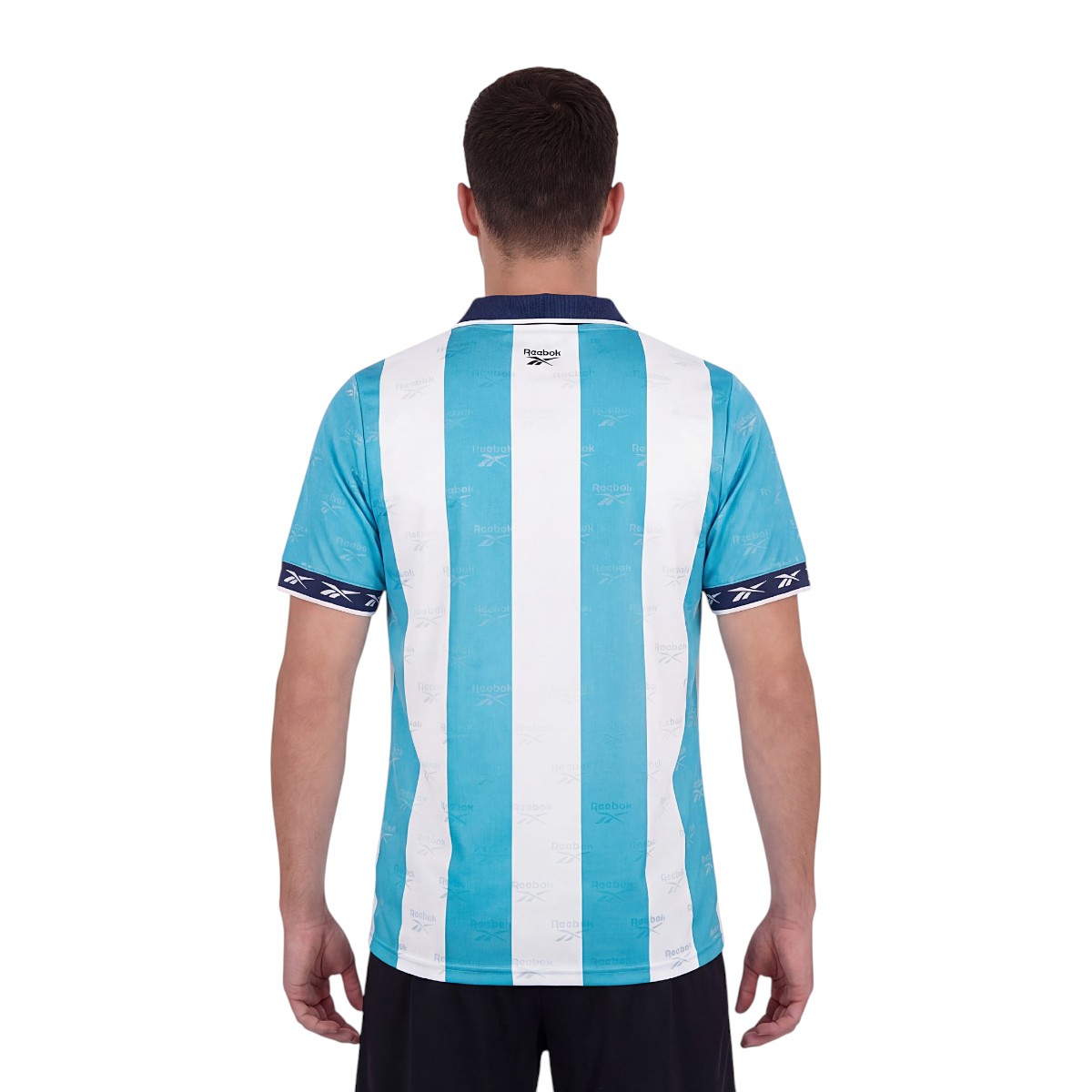 Jersey Polo Retro Reebok Argentina Rayado Celeste Manga Corta Unisex image number null
