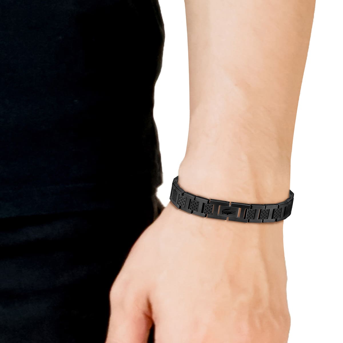 Brazalete  Lacoste de acero inoxidable  negro para hombre image number null