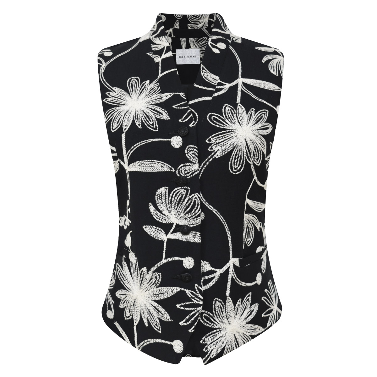 Chaleco con bordado y cuello sastre para Mujer CITY FEMME image number null