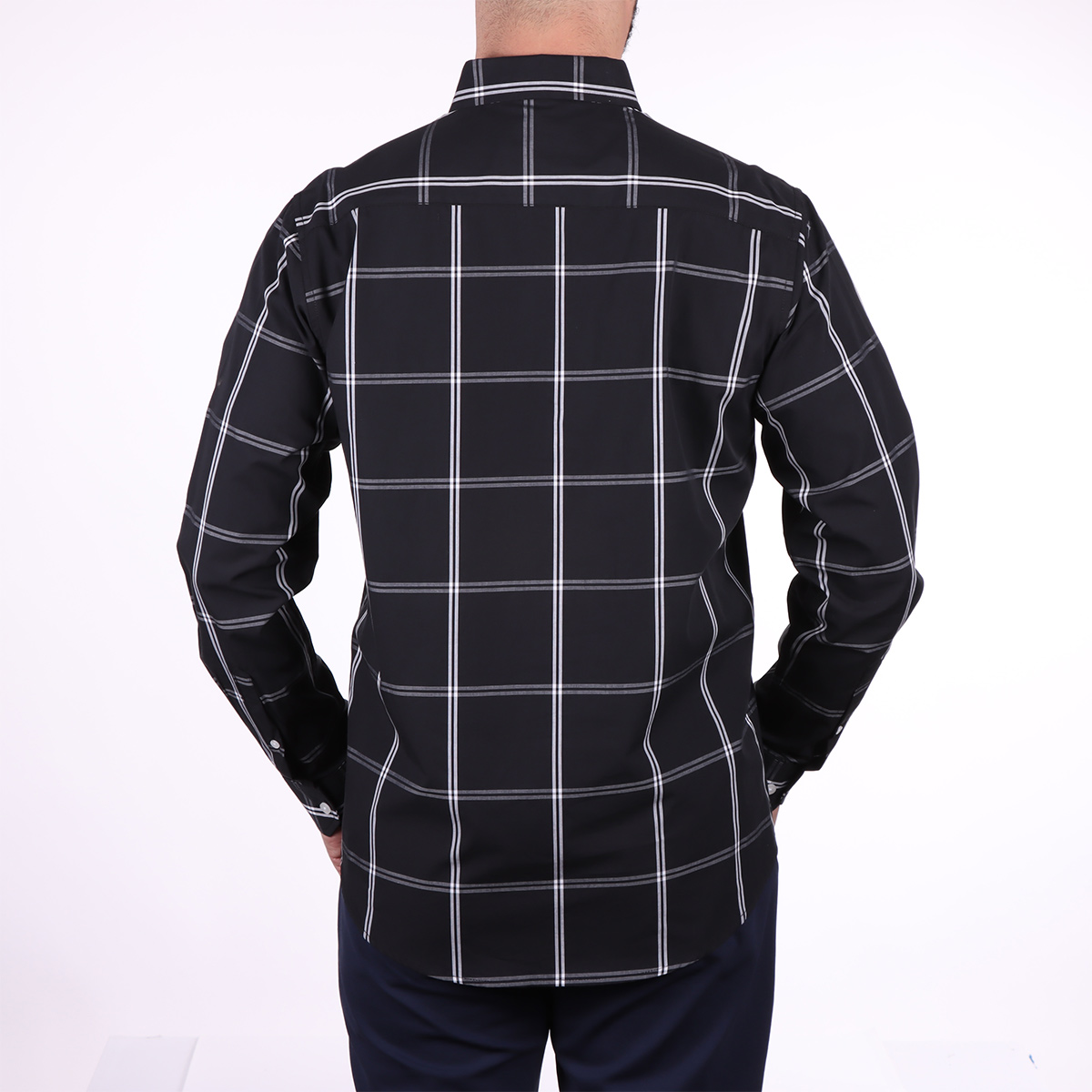 Camisa Cuadros Negra Hombre Polo Club Manga Larga Casual image number null