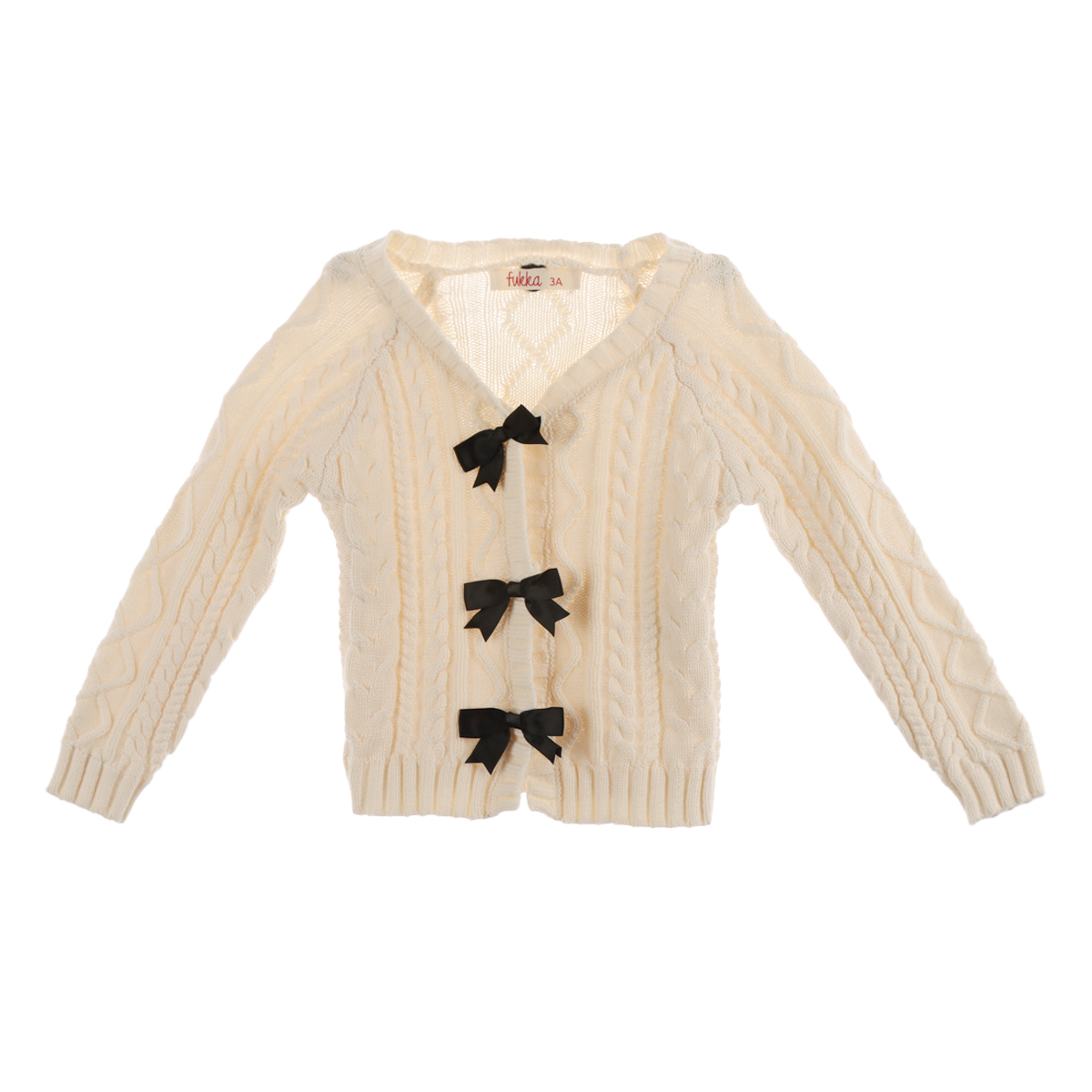 Cardigan Tejido Trenzas Mo&ntilde;os Decorativos Fukka para Ni&ntilde;a image number null