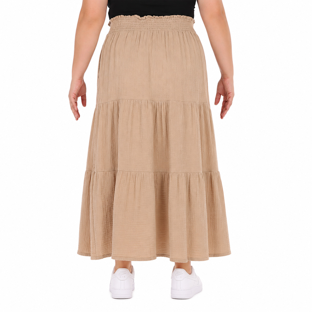 Falda Larga de Algod&oacute;n Cintura El&aacute;stica Dex Plus para Mujer Curvy image number null