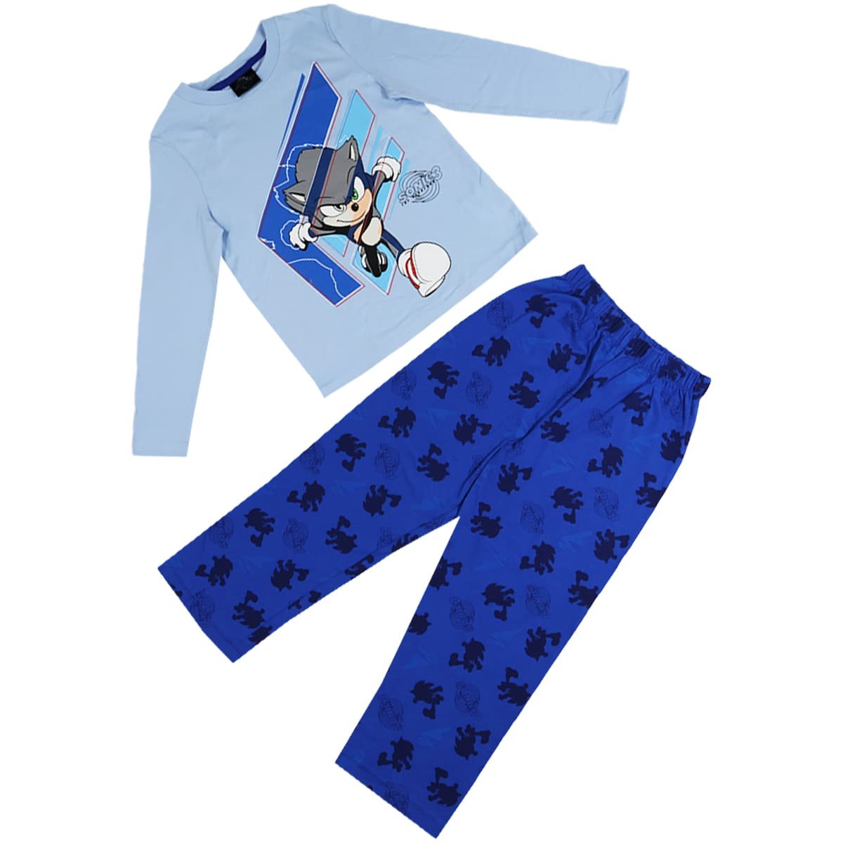 Pijama de Playera Manga Larga y Pantal&oacute;n con Dise&ntilde;o Azul Marino Sonic para Ni&ntilde;o image number null