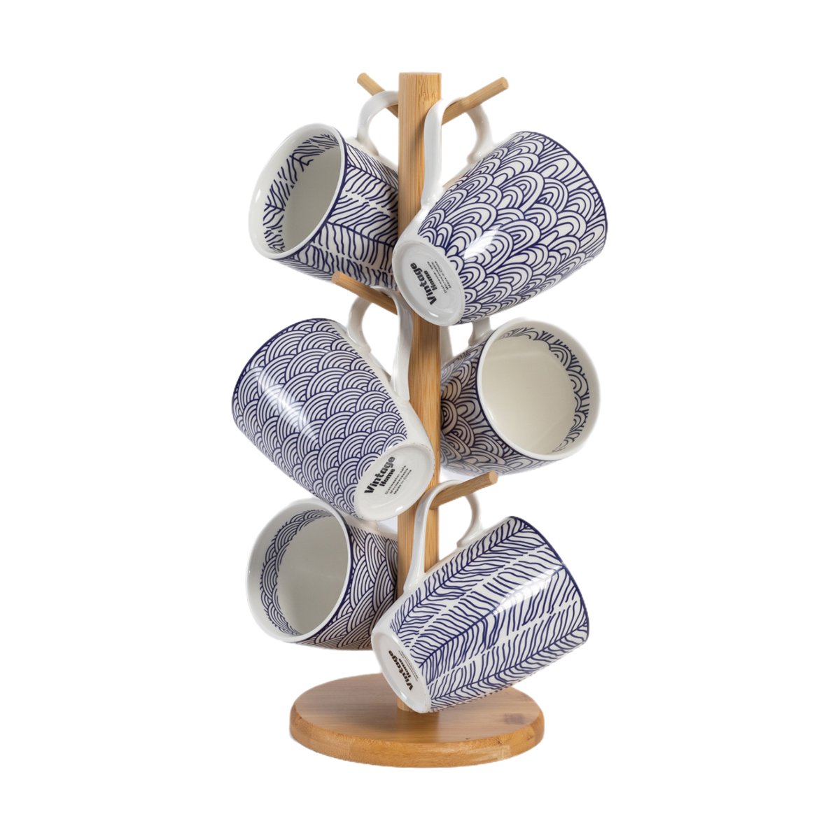 Set 6 Tazas Vintage Home Azul y Blanco image number null
