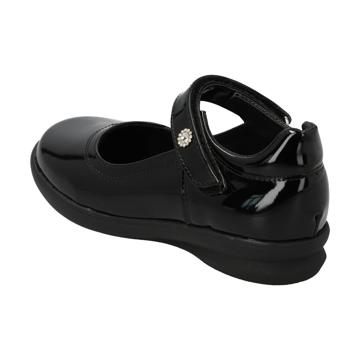 Zapato Escolar en Charol Divina con Velcro y Aplicaci&oacute;n para Ni&ntilde;a image number null