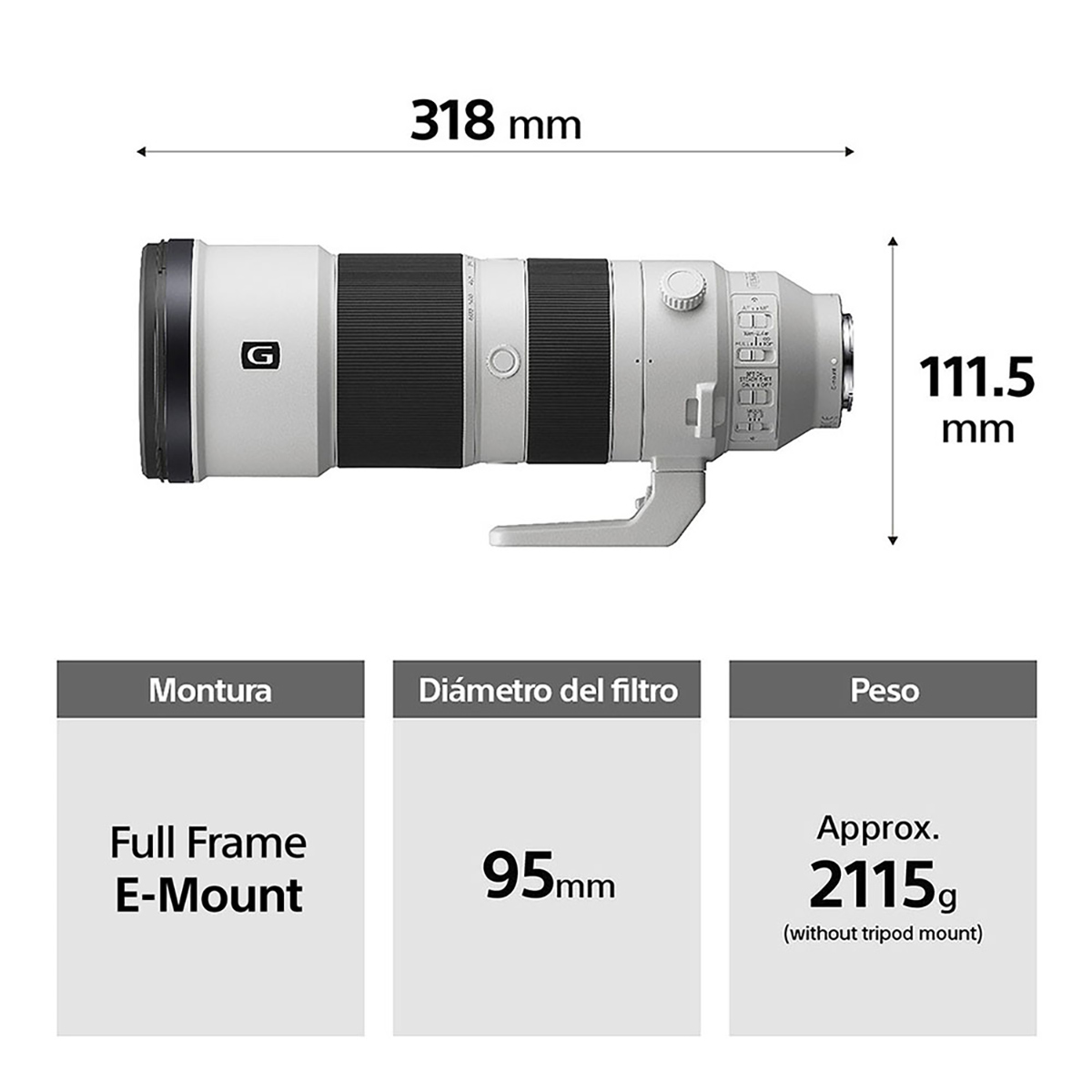 Lente Sony Fe 200-600 Mm F5.6-6.3 G Oss image number null