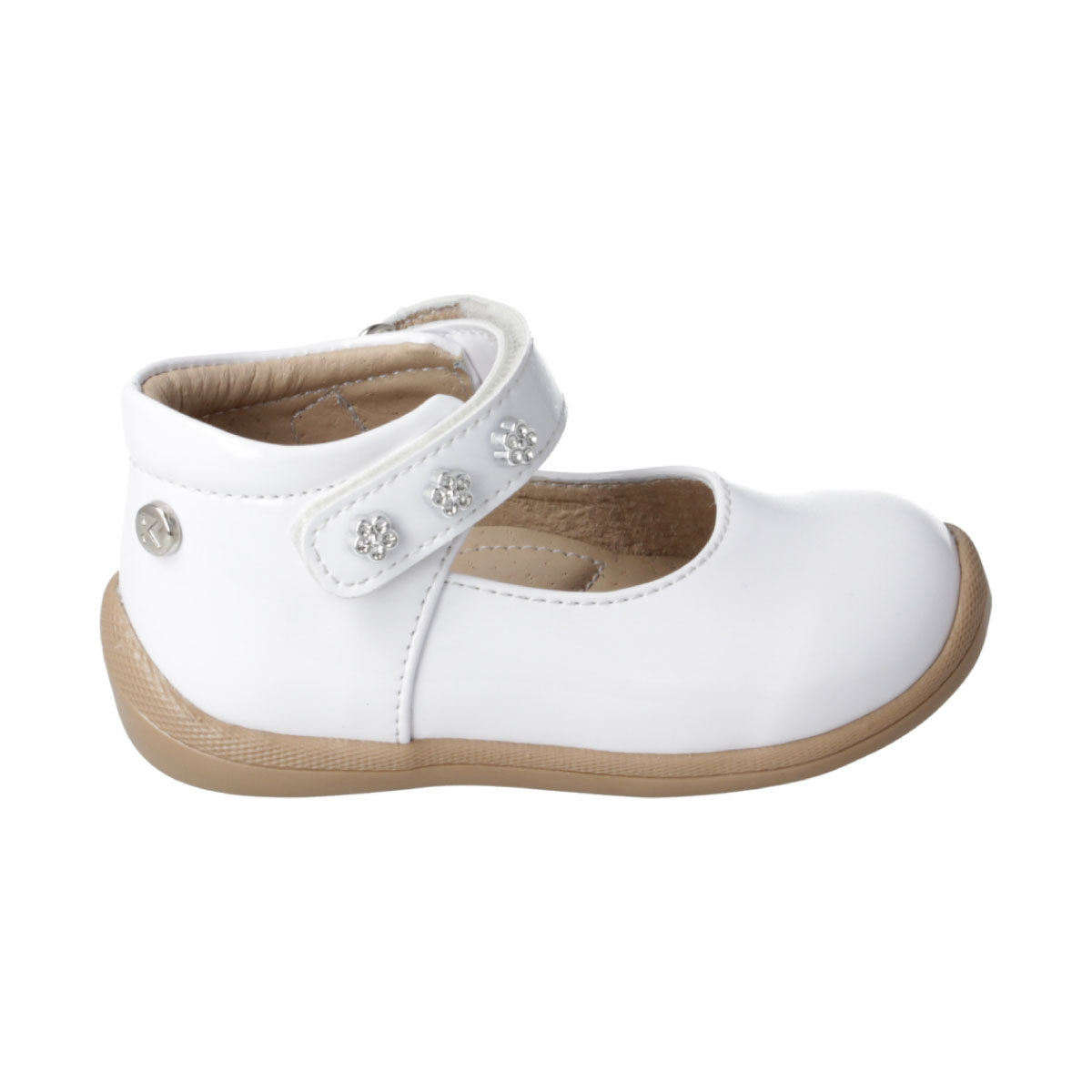 Zapato en Charol Karsten Blanco con Aplicaci&oacute;n y Ajuste Velcro para Ni&ntilde;a image number null