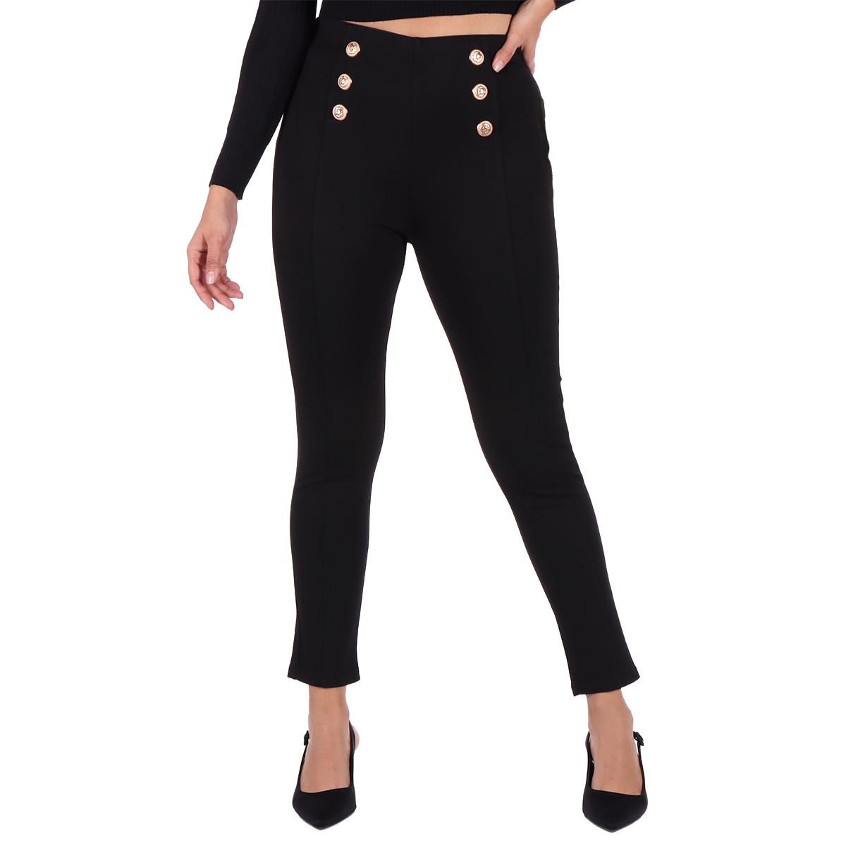 Pantal&oacute;n Legging Recto con Botones Ann Miller Mujer Petite image number null