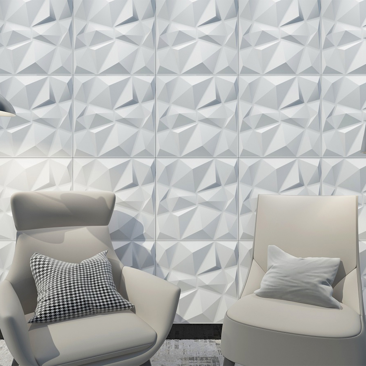 Panel Decorativo 3d Para Muros Cuarzo Blanco 50 X 50 Cm Deco PVC image number null