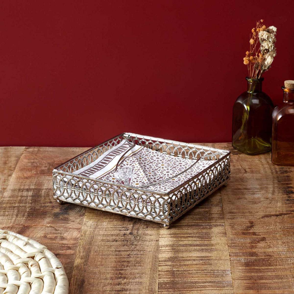 Servilletero Metal Plateado Home Deco Factory image number null