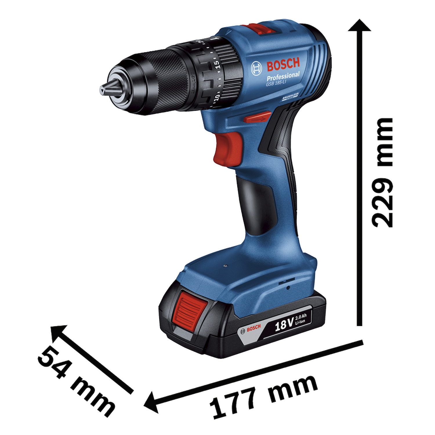 BOSCH ROTOMARTILLO 1/2" 18V GSB 185-LI + 1 BAT+  23 ACC 06019K31G4 image number null
