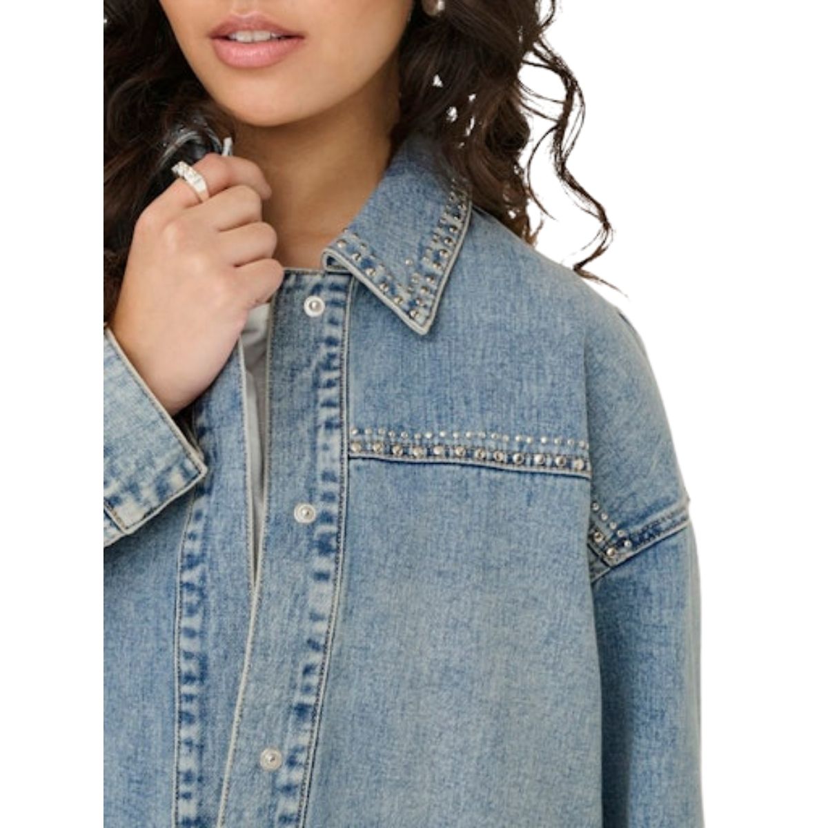 Chamarra demin cropped JDY para Mujer image number null