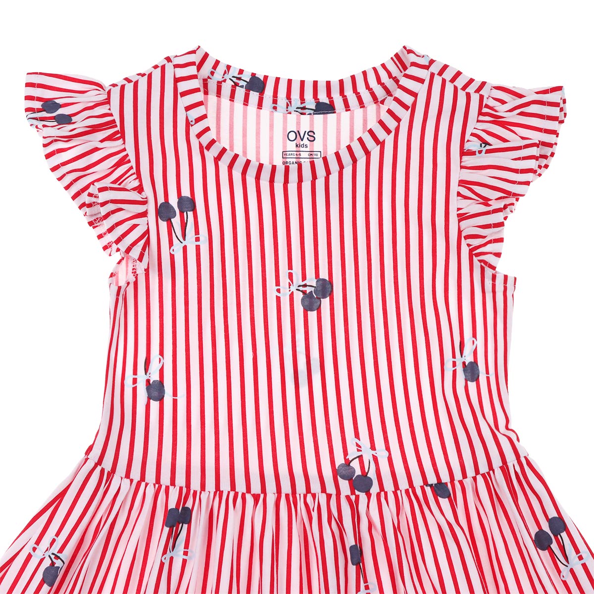 Vestido Rayas y Cerezas con Volantes OVS para Ni&ntilde;a image number null