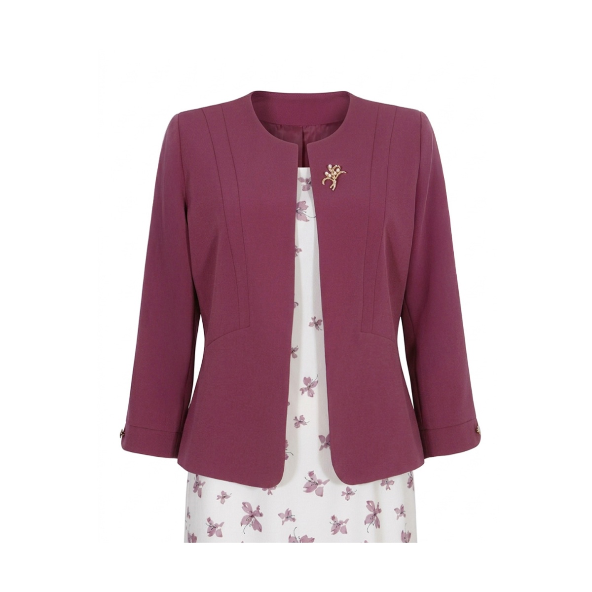Conjunto Saco Liso Y Vestido Estampado Joces Para Mujer image number null