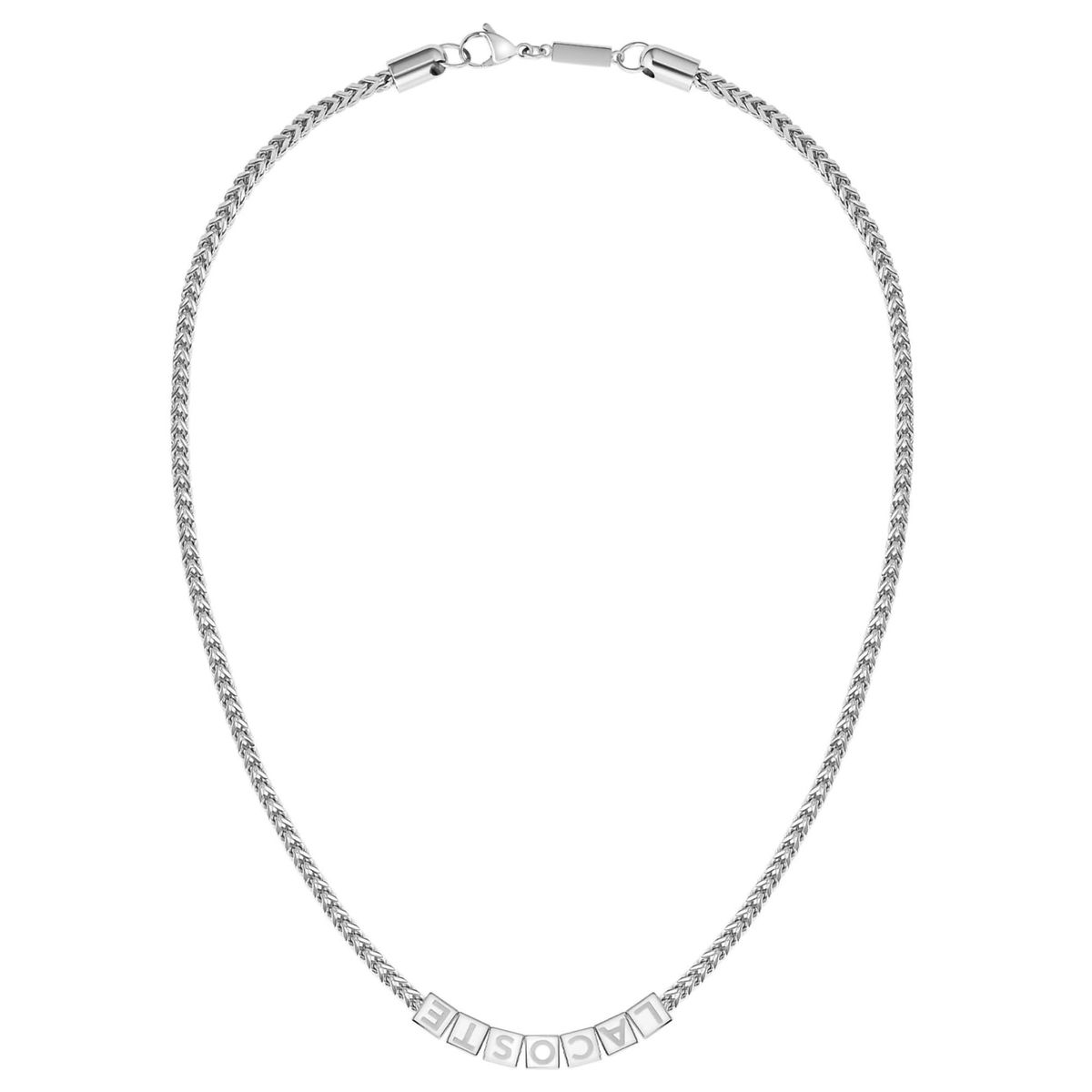 Collar Cubos Hombre Script 60 Acero Plateado image number null