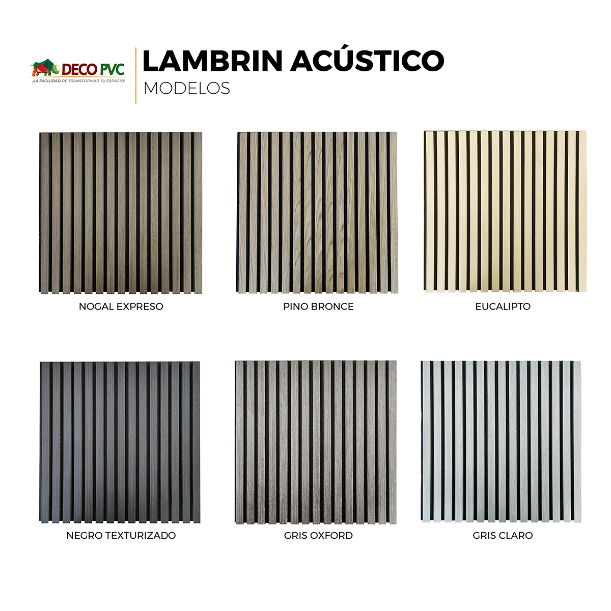 Lambrin Ac&uacute;stico Deco PVC 4 piezas 60X60cm Gris Claro image number null