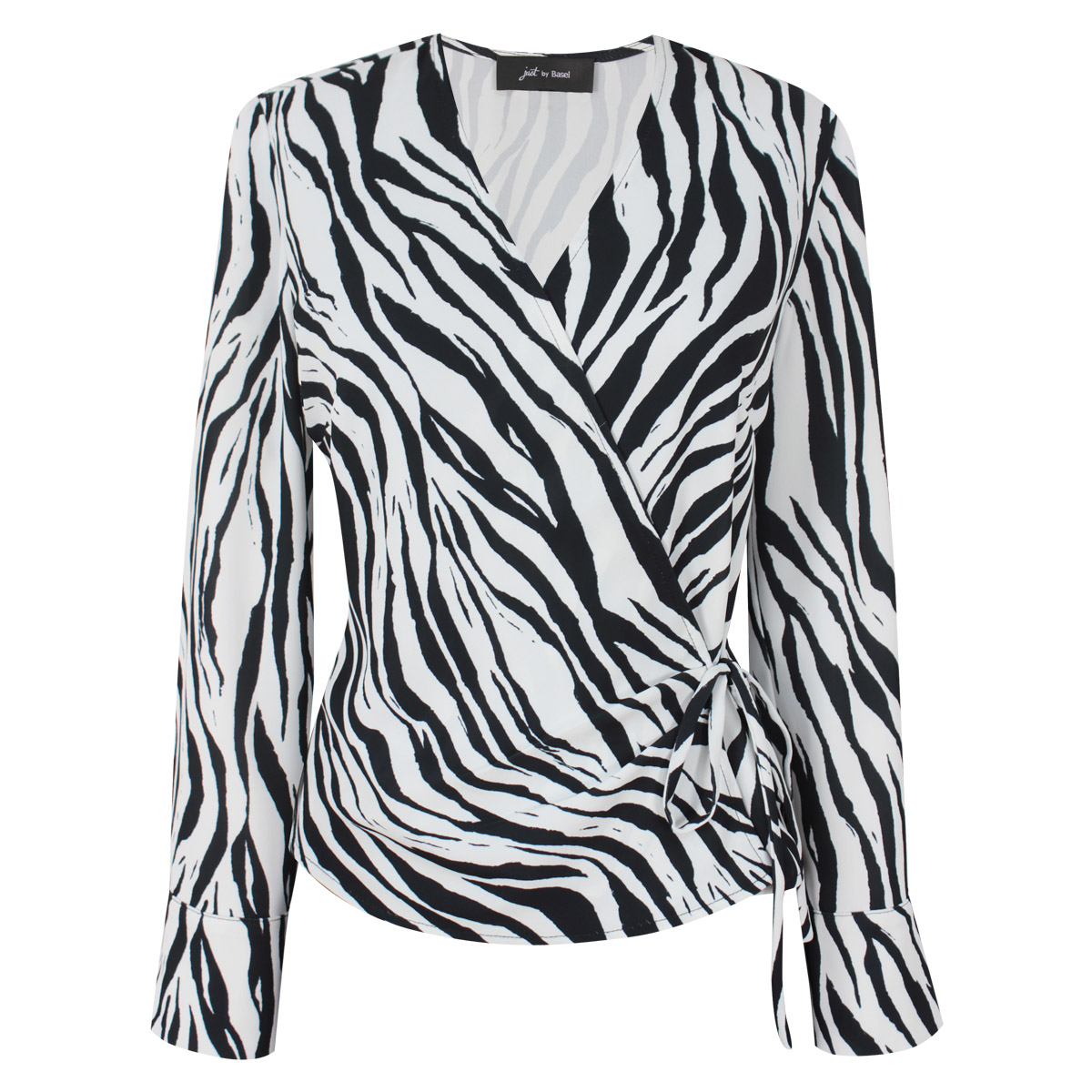 Blusa cruzada de manga larga con estampado cebra para Mujer Petite JUST BY BASEL image number null