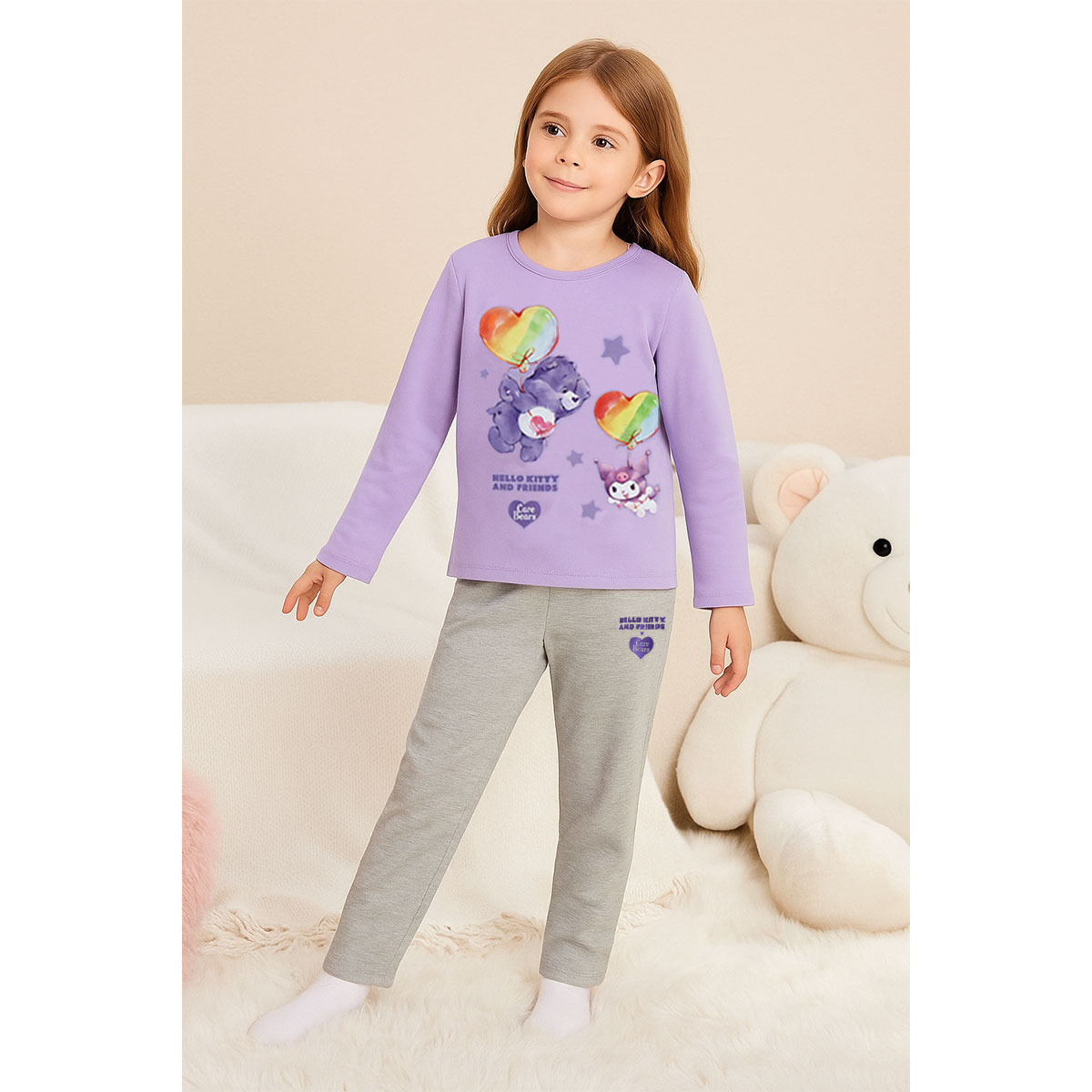 Pijama Manga Larga y Pantal&oacute;n Care Bears X Hello Kitty para Ni&ntilde;a image number null