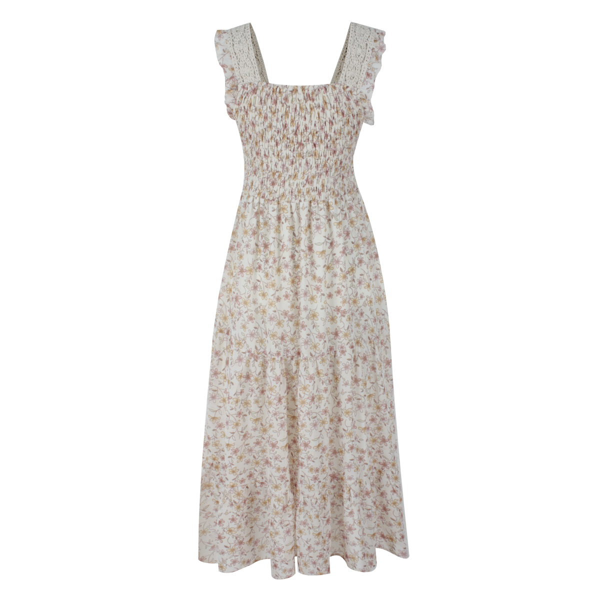 Vestido Estampado Floral con Crochet para Mujer Petite Just By Basel image number null