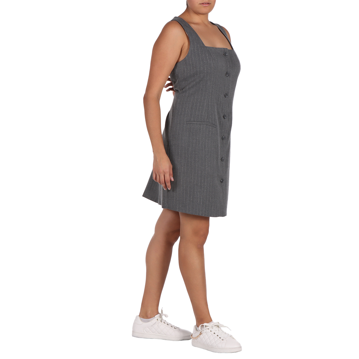 Vestido Rayas Verticales Finas Corte Recto Jeanious para Mujer image number null