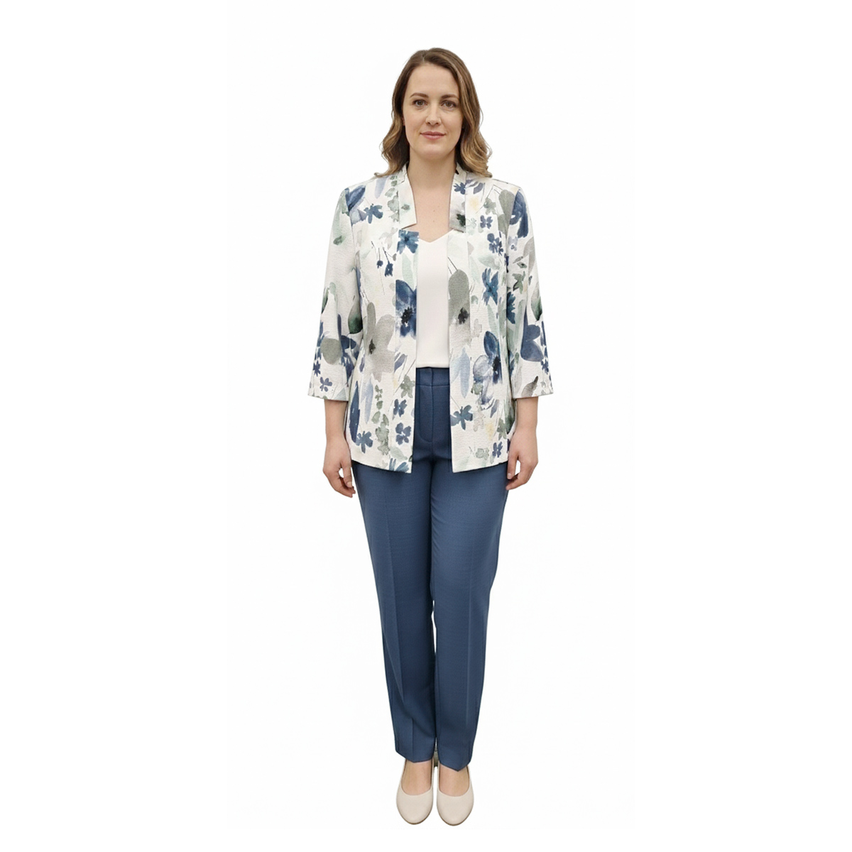 Conjunto de 3 Piezas de Saco Combinado Top y Pantal&oacute;n Liso Diva para Mujer image number null