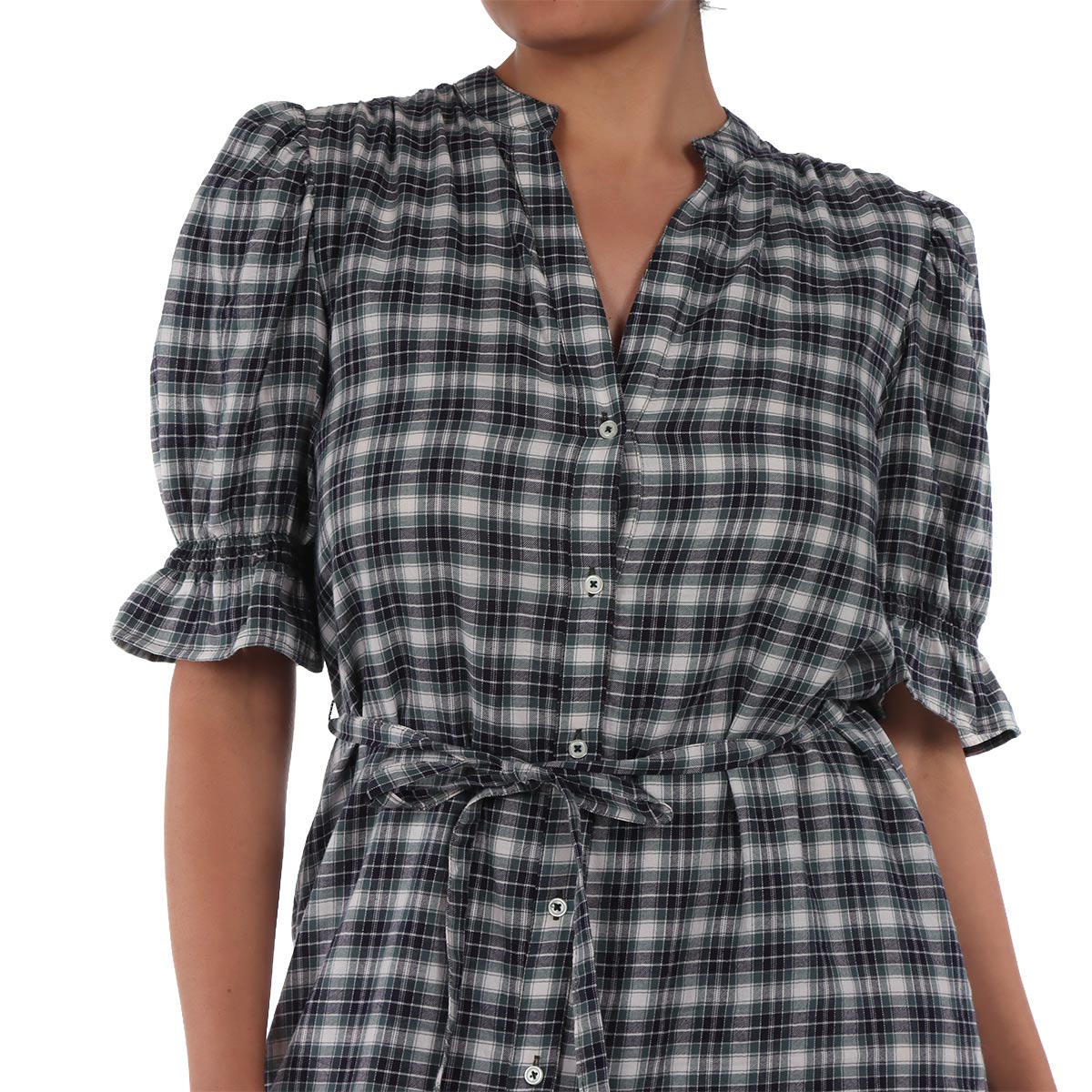 Vestido Camisero a Cuadros con Cintur&oacute;n Arqueology para Mujer image number null