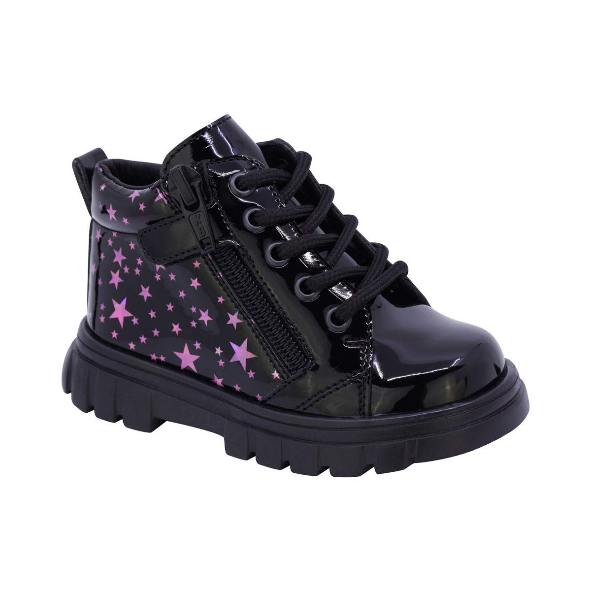 Bot&iacute;n en Charol Coqueta con Agujeta y Estampado Estrellas para Ni&ntilde;a image number null