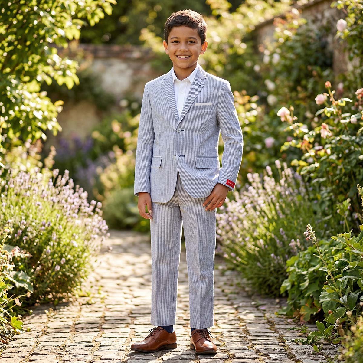 Traje Lino Rayas 2Pzas Azul Marino Para Ni&ntilde;o image number null