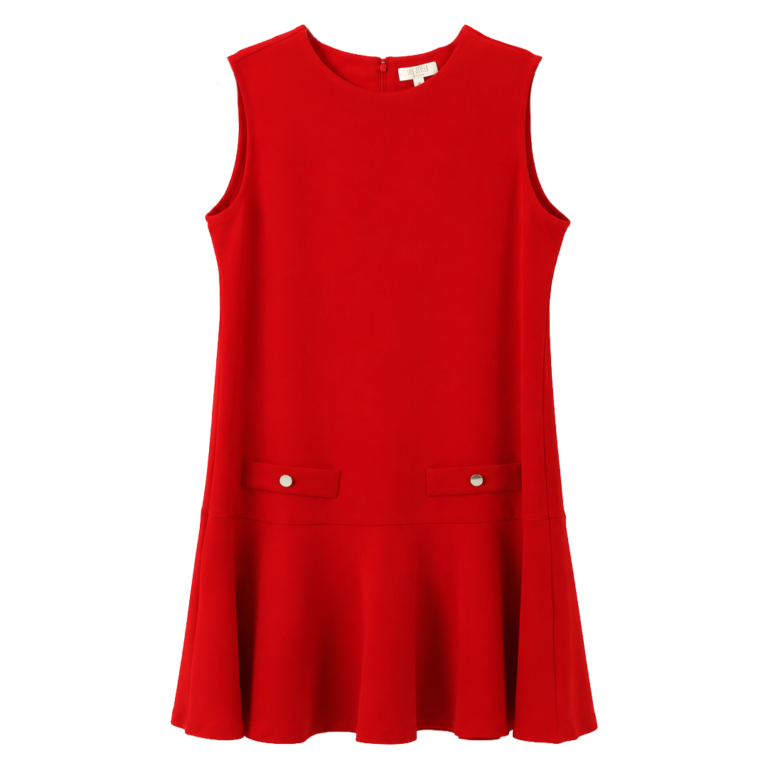 Vestido Rojo Sin Manga Casual Bolsillos LIFESTYLER para Mujer Curvy image number null