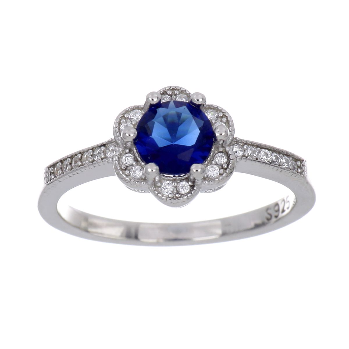 Anillo Plata 925 Flor Circonita Central Sapphire Farfalla Bonetti image number null