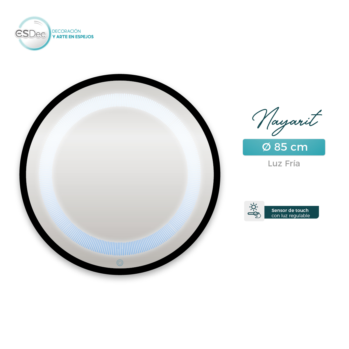 Espejo Nayarit 85 cm Esmeril Grabado Raya Luz Led Touch ESDEC image number null