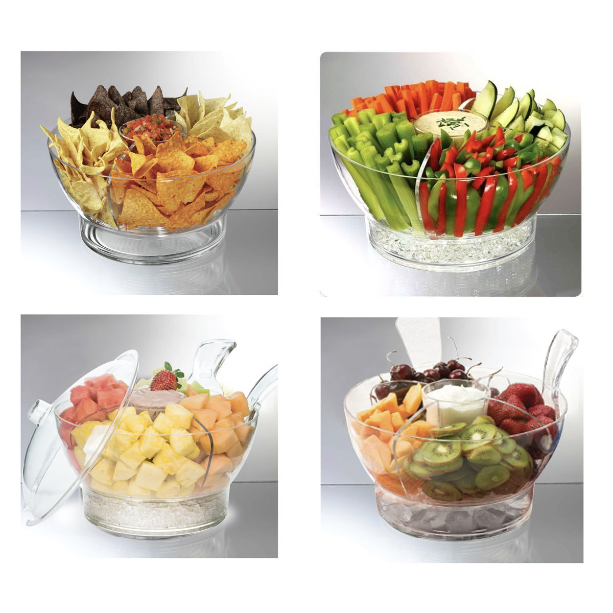 Bowl Circular de Acr&iacute;lico Con Tapa  Y 2 Servicios Swissland image number null