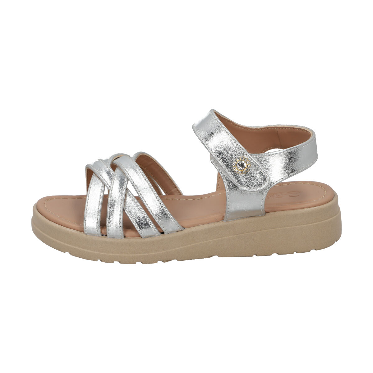 Sandalia Tiras Con Velcro 17-23 Plata Cristeen image number null