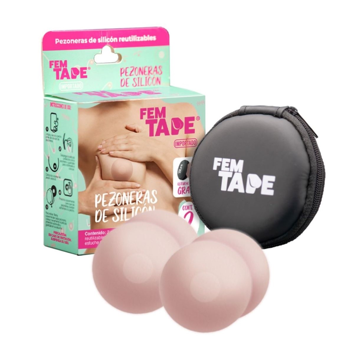 Pezoneras Silicon Reutilizable 2 Pares Fem Tape para Mujer image number null