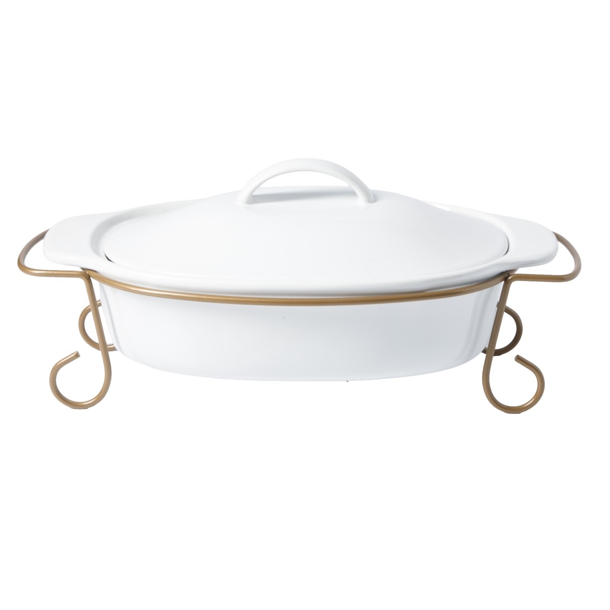 CAZUELA CERAMICA BLANCA REJILLA METAL image number null