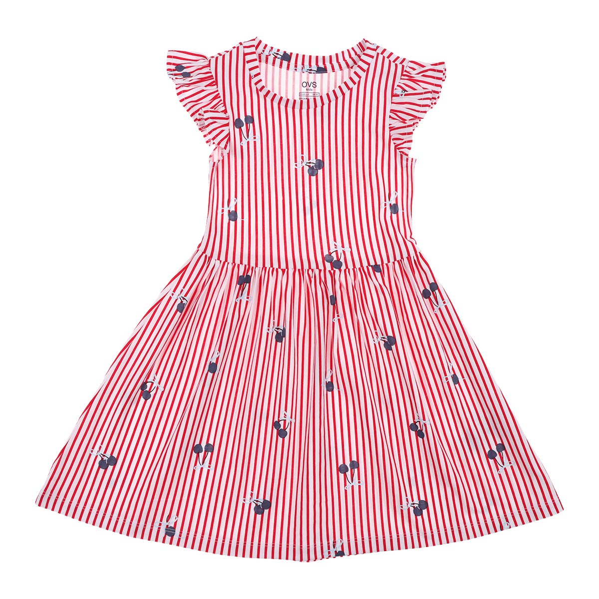 Vestido Rayas y Cerezas con Volantes OVS para Ni&ntilde;a image number null