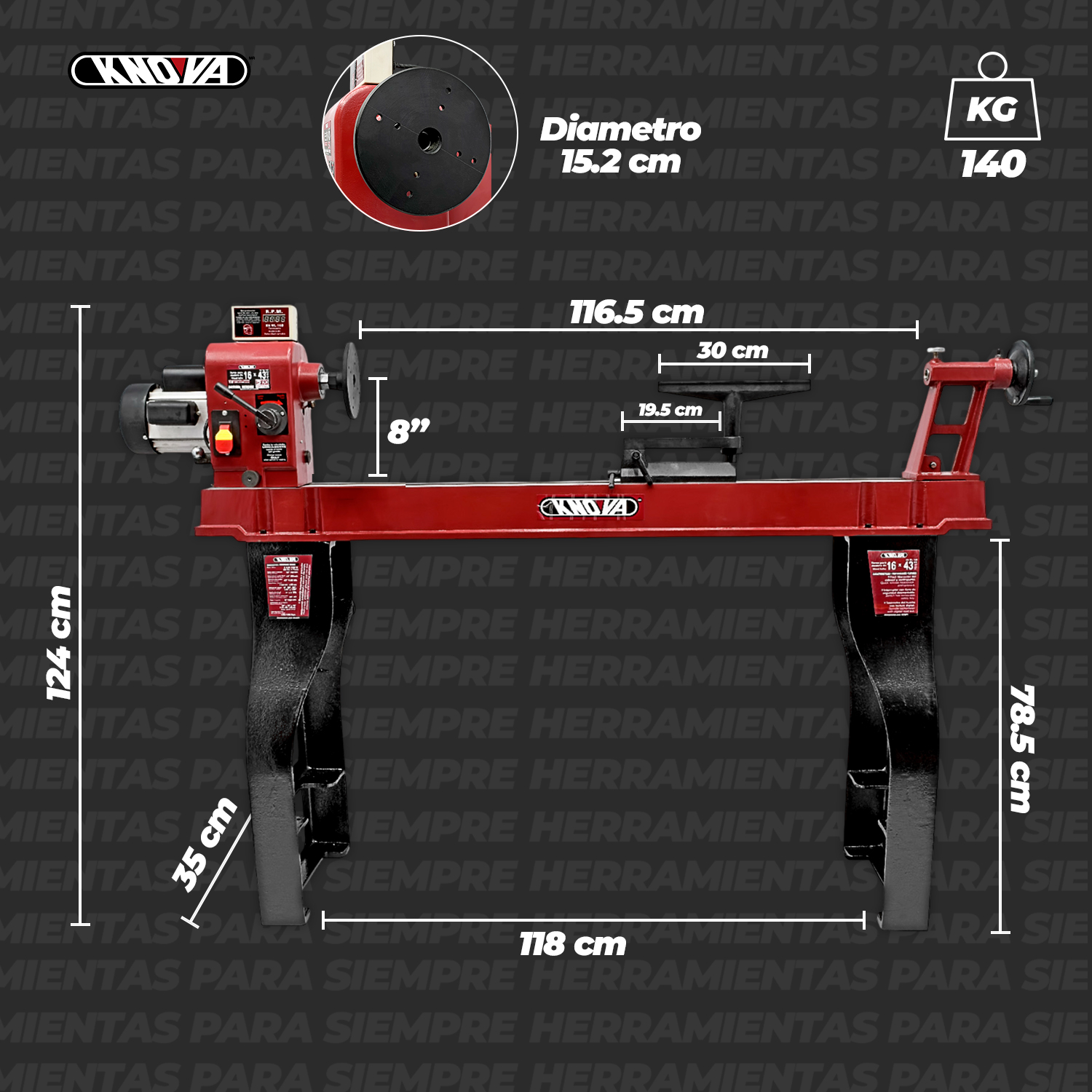 Torno para Madera Profesional de 16" KN WL-16B KNOVA image number null