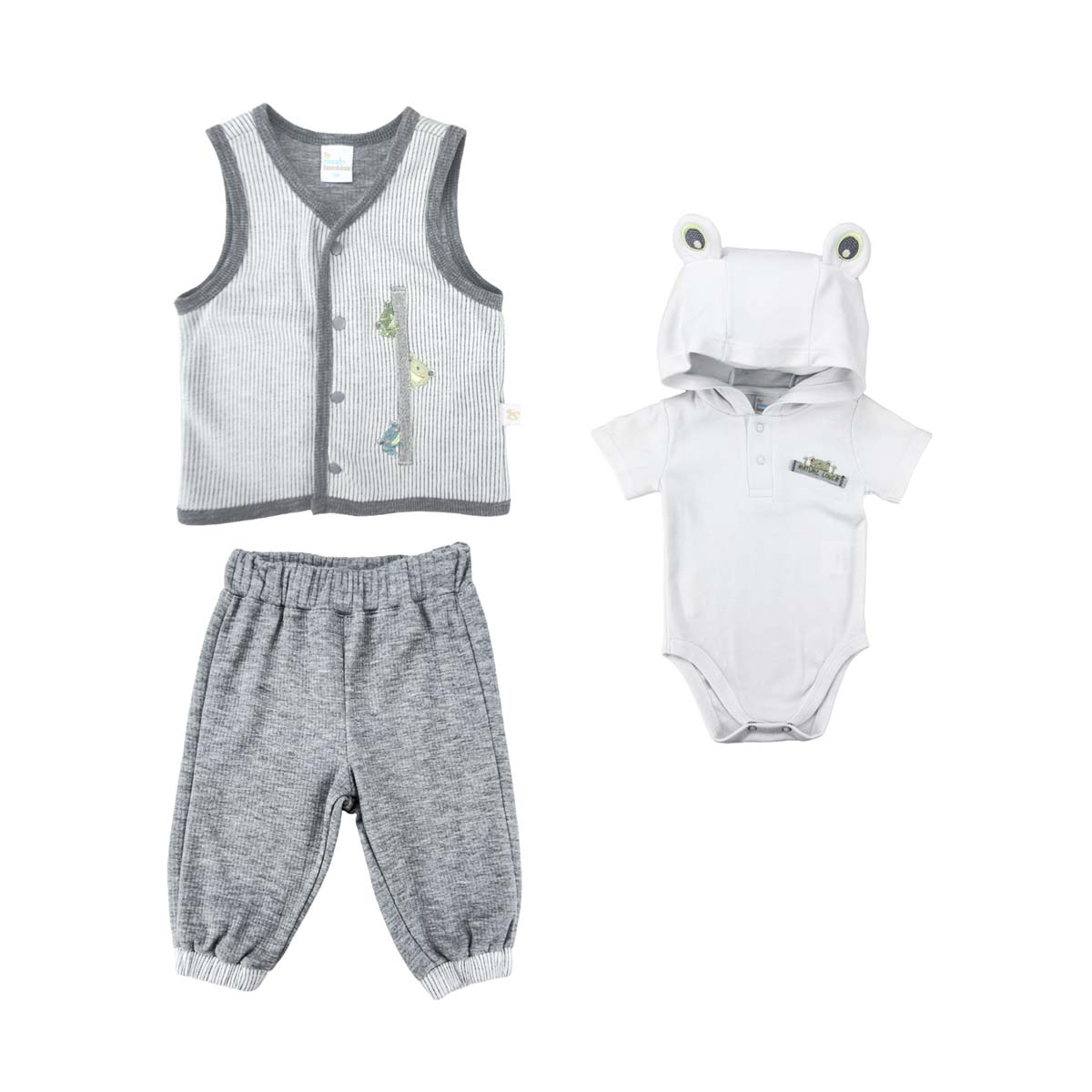 Conjunto de 3 Piezas Chaleco Body Pantal&oacute;n Mondo Bambino para Beb&eacute; Ni&ntilde;o image number null